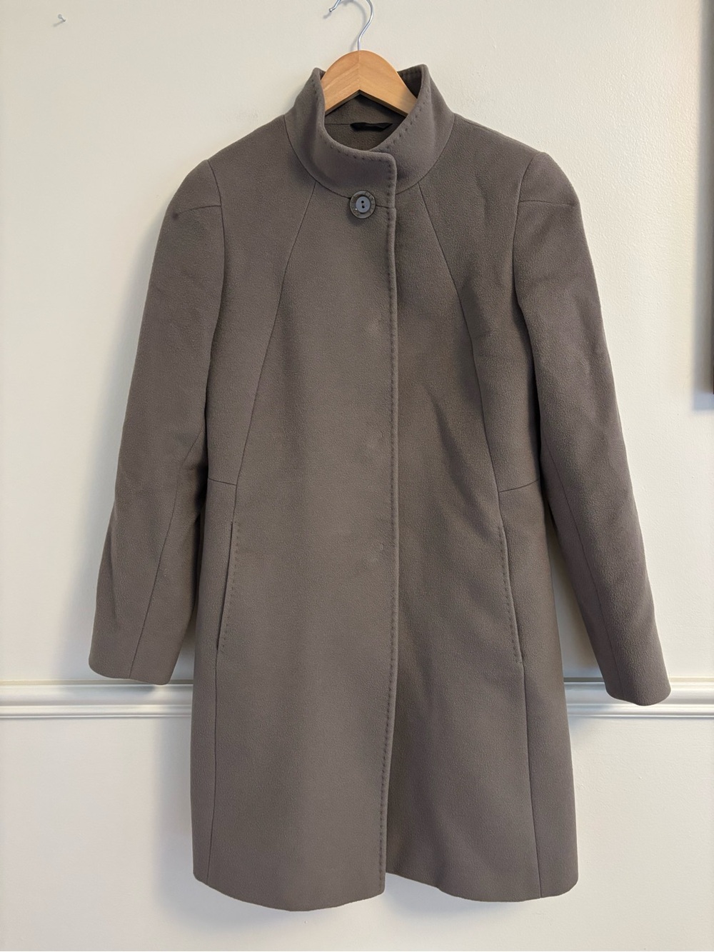 Cinzia Rocca Icons Taupe Stand-Collar Wool-Blend Coat